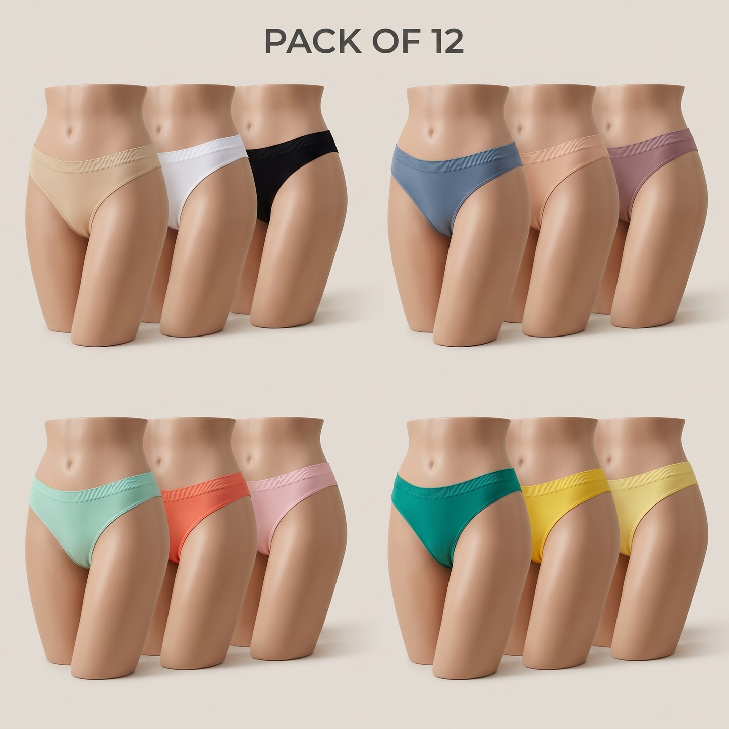Pack of 12 - Women's Seamless Thong