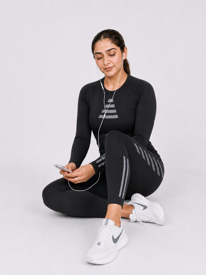 Caliphe Seamless Baby Soft Dry Fit Women's Suit - Black