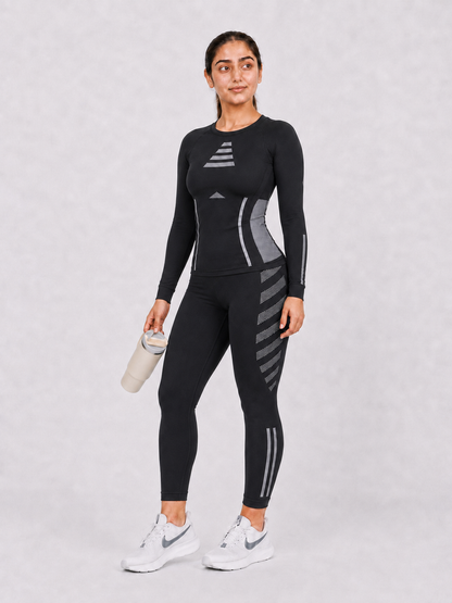 Caliphe Seamless Baby Soft Dry Fit Women's Suit - Black