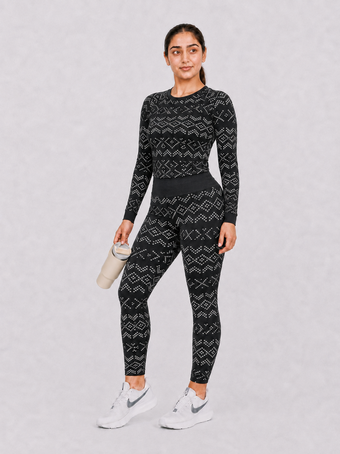 Seamless Baby Soft Dry Fit Women's Suit (Zig Zag Lines)