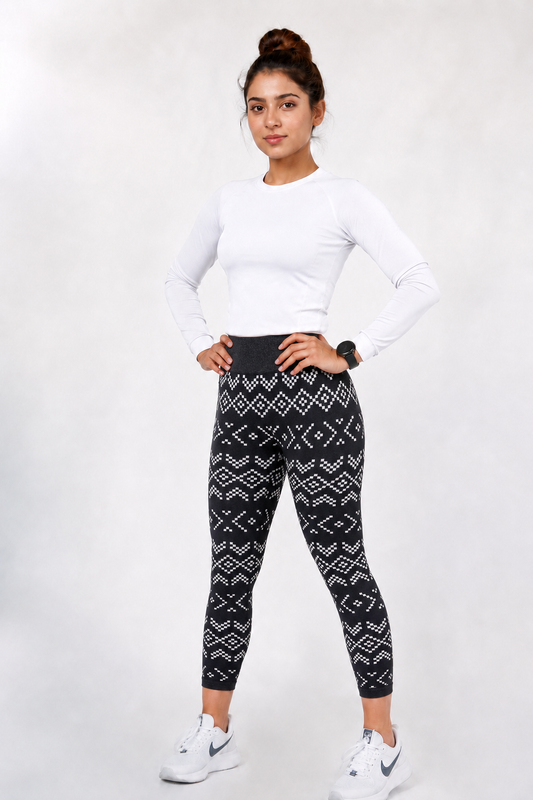 Seamless Medium Compression Leggings (Zig Zag Print)