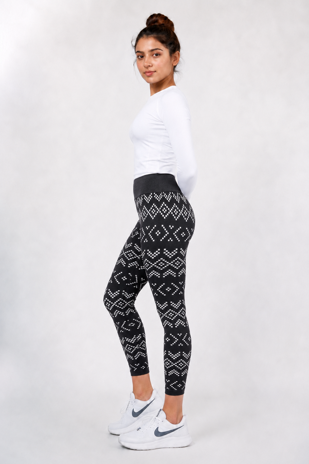 Seamless Medium Compression Leggings (Zig Zag Print)
