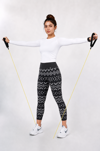 Seamless Medium Compression Leggings (Zig Zag Print)