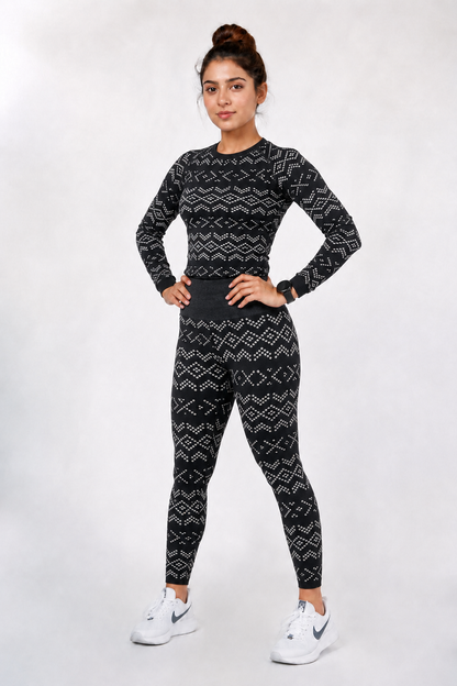 Seamless Baby Soft Dry Fit Women's Suit (Zig Zag Lines)