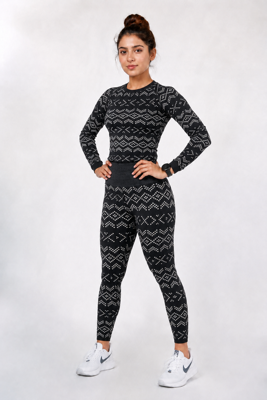Seamless Baby Soft Dry Fit Women's Suit (Zig Zag Lines)