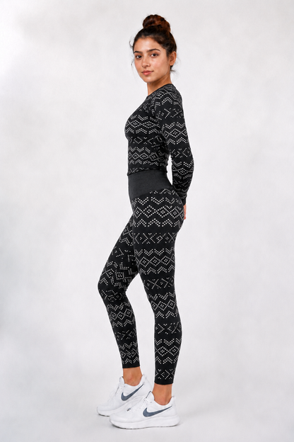 Seamless Baby Soft Dry Fit Women's Suit (Zig Zag Lines)