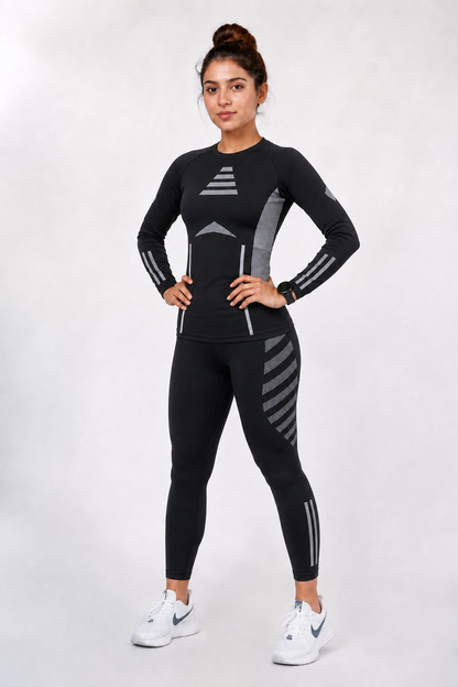 Caliphe Seamless Baby Soft Dry Fit Women's Suit - Black