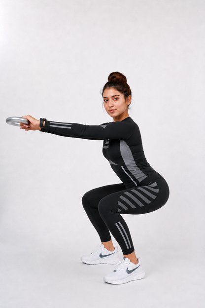 Caliphe Seamless Baby Soft Dry Fit Women's Suit - Black