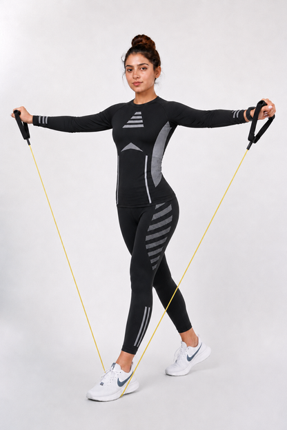 Caliphe Seamless Baby Soft Dry Fit Women's Suit - Black