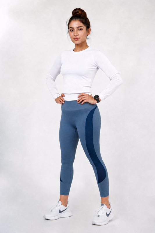 Blue Sculpt Seamless High Compression Leggings