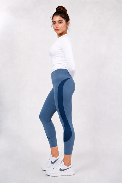 Blue Sculpt Seamless High Compression Leggings