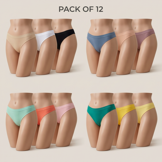 Pack of 12 - Women's Seamless Thong